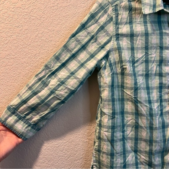 Women’s Pendleton green plaid quarter sleeve button up blouse size medium M - Picture 3 of 4